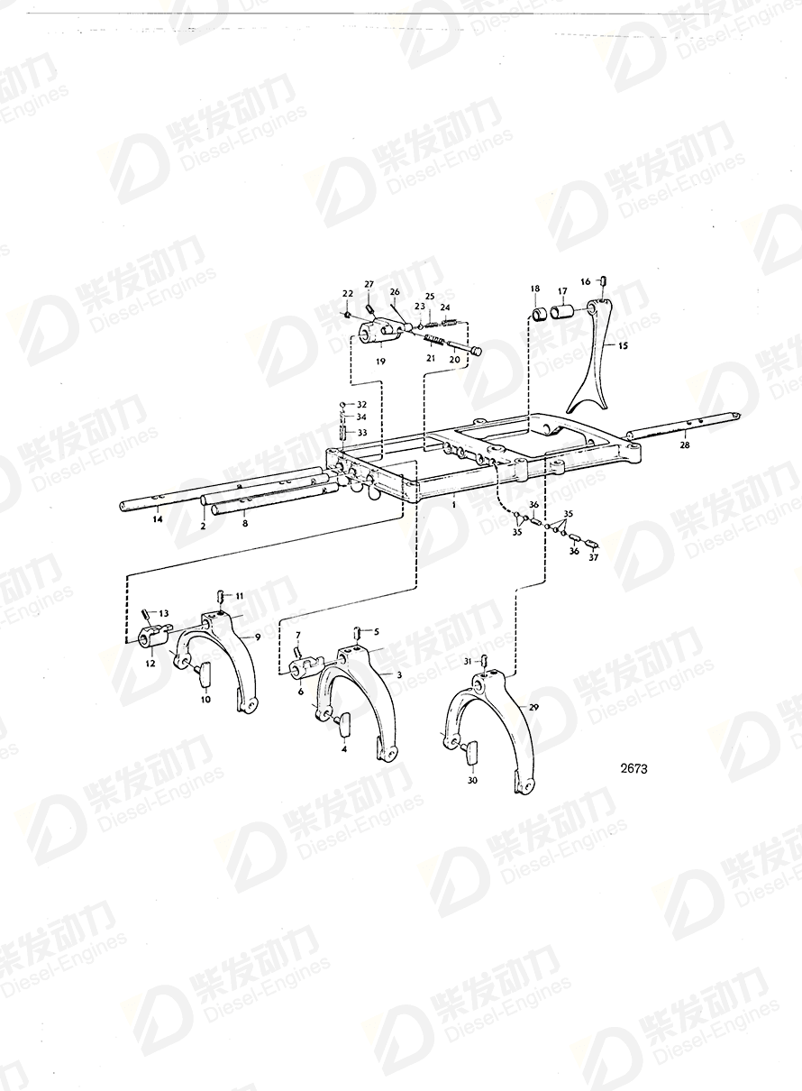 volvo penta Selector fork 382071 Drawing
